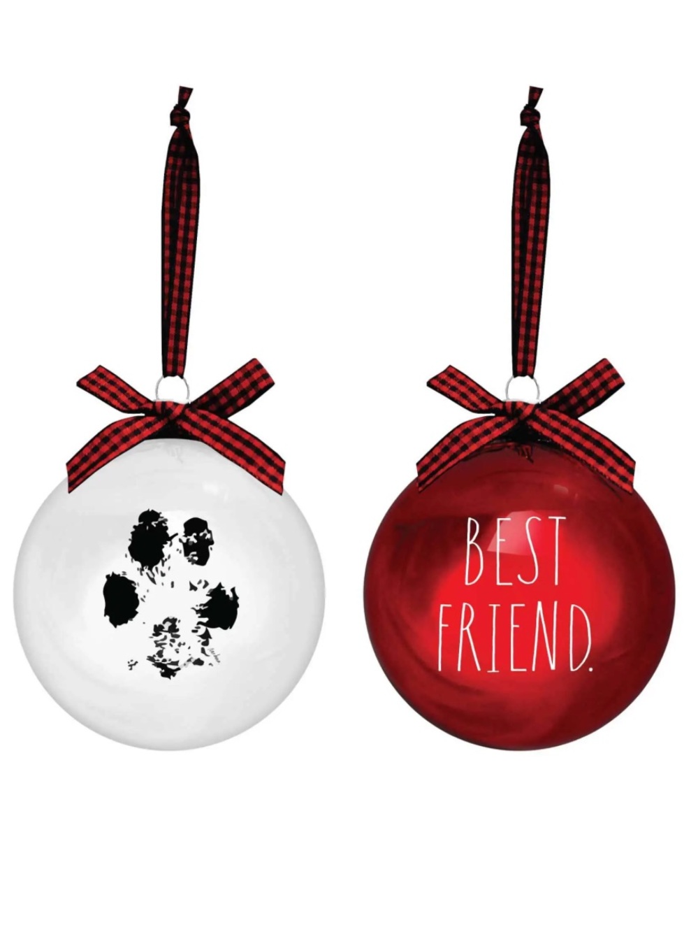 Rae Dunn “Best Friend” Set of Two Dog-Themed Glass Ornaments NWT